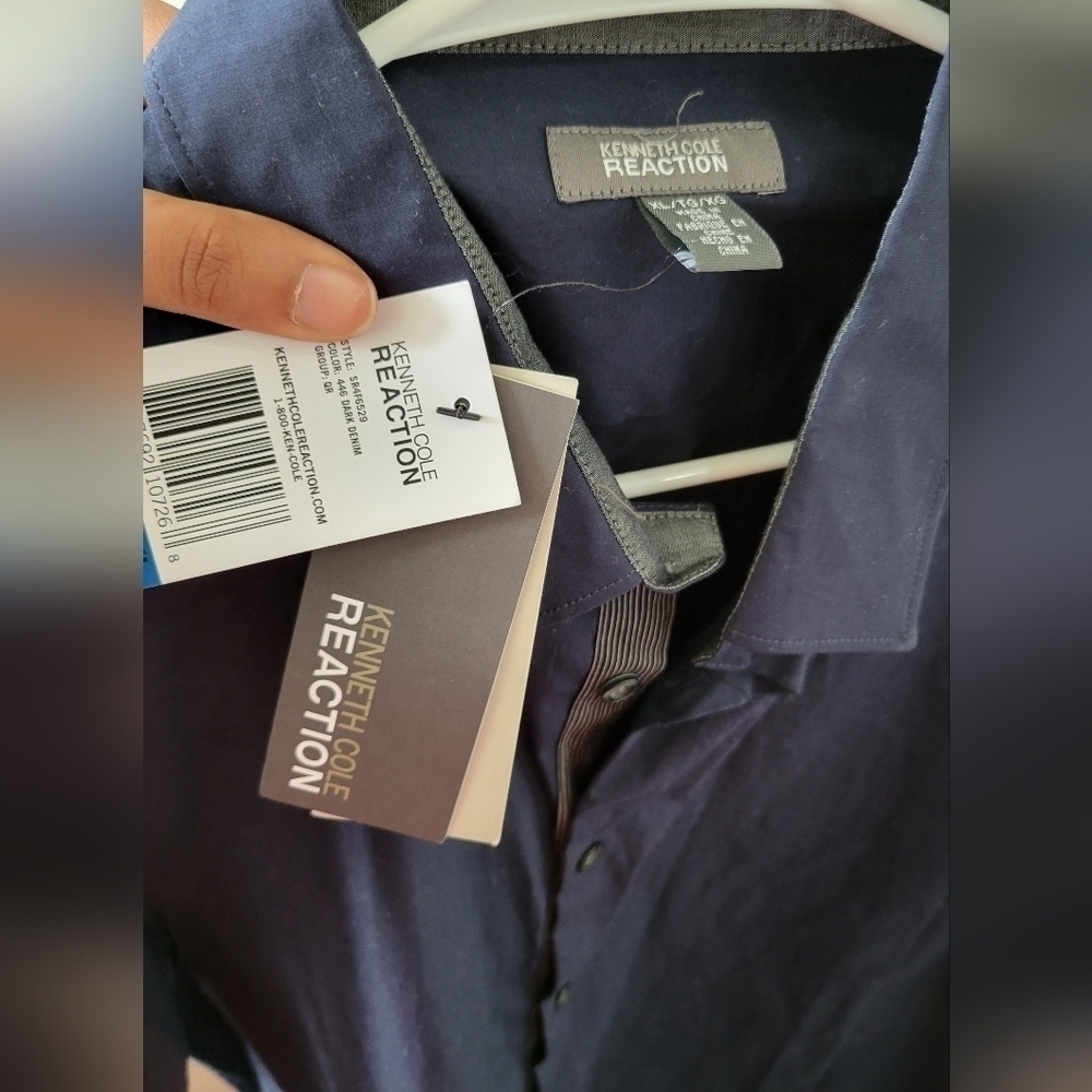 Kenneth Cole Reaction Blue Long Sleeve Wrinkle Free XL NWT - Picture 8 of 8